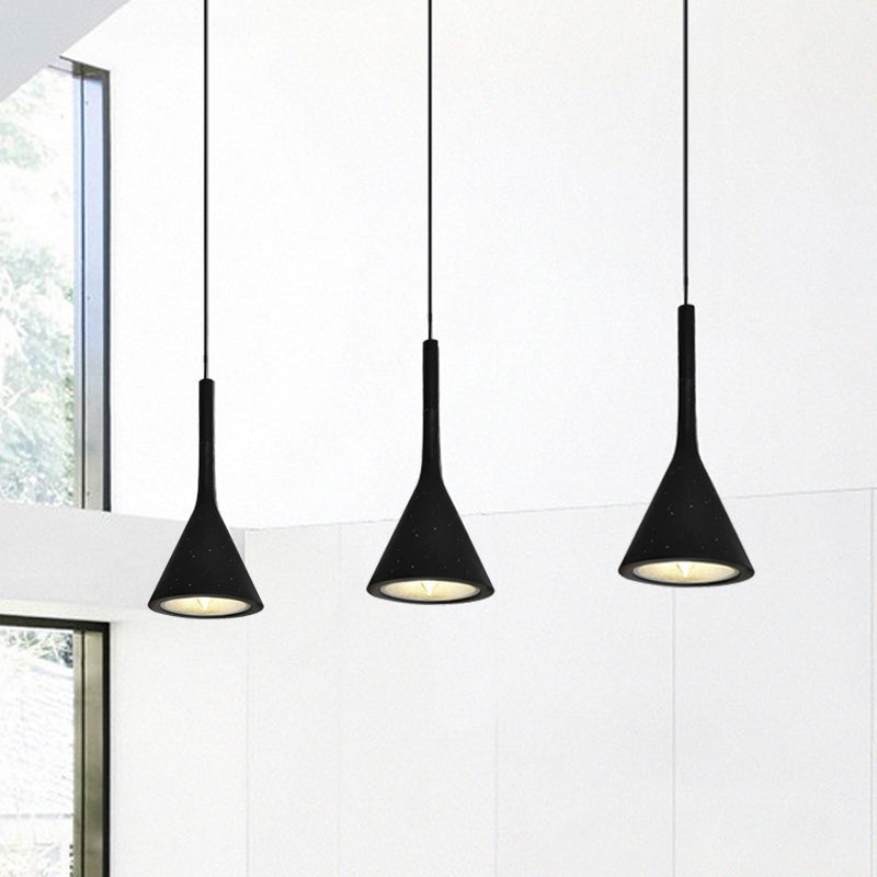 Industrial Hanging Pendant Lamp with Funnel Shade - Black/Grey, Aluminum and Concrete Ceiling Light Fixture