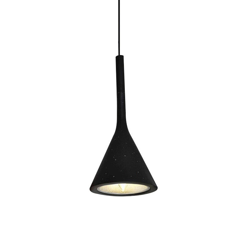 Industrial Hanging Pendant Lamp with Funnel Shade - Black/Grey, Aluminum and Concrete Ceiling Light Fixture