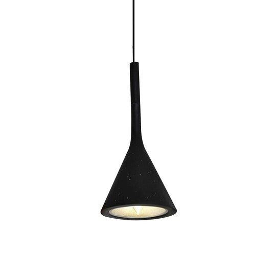 Industrial Bedside Pendant Lamp With Funnel Shade: Aluminum And Concrete Ceiling Light Fixture In