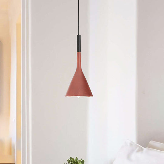 Industrial Hanging Pendant Lamp with Funnel Shade - Black/Grey, Aluminum and Concrete Ceiling Light Fixture