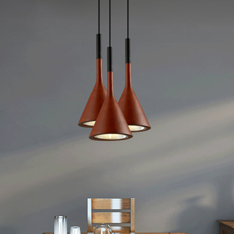 Industrial Hanging Pendant Lamp with Funnel Shade - Black/Grey, Aluminum and Concrete Ceiling Light Fixture