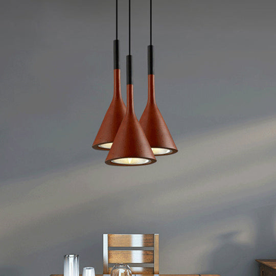 Industrial Hanging Pendant Lamp with Funnel Shade - Black/Grey, Aluminum and Concrete Ceiling Light Fixture