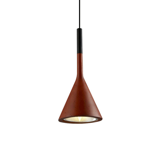 Industrial Hanging Pendant Lamp with Funnel Shade - Black/Grey, Aluminum and Concrete Ceiling Light Fixture