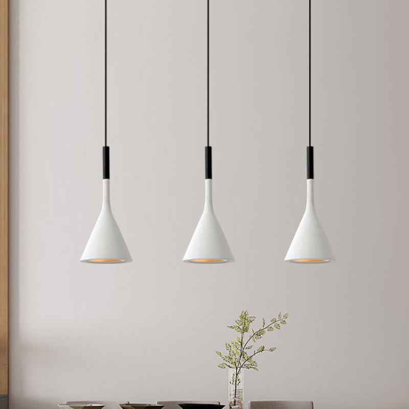 Industrial Hanging Pendant Lamp with Funnel Shade - Black/Grey, Aluminum and Concrete Ceiling Light Fixture