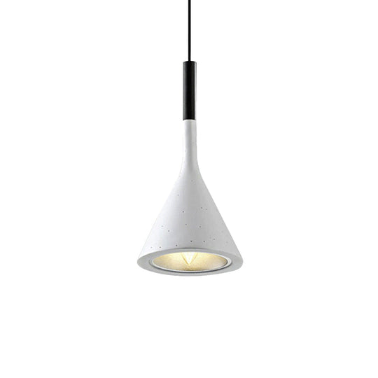 Industrial Hanging Pendant Lamp with Funnel Shade - Black/Grey, Aluminum and Concrete Ceiling Light Fixture