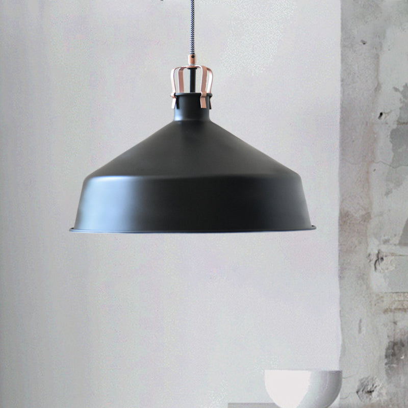 Minimalistic Metallic Dome Pendant Ceiling Light - 8.5/13 Width 1 Head Black/White Shade For Living