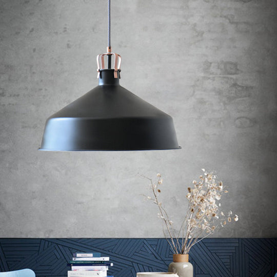 8.5"/13" Minimalistic Dome Pendant Ceiling Light in Black/White - Metallic Finish for Living Room