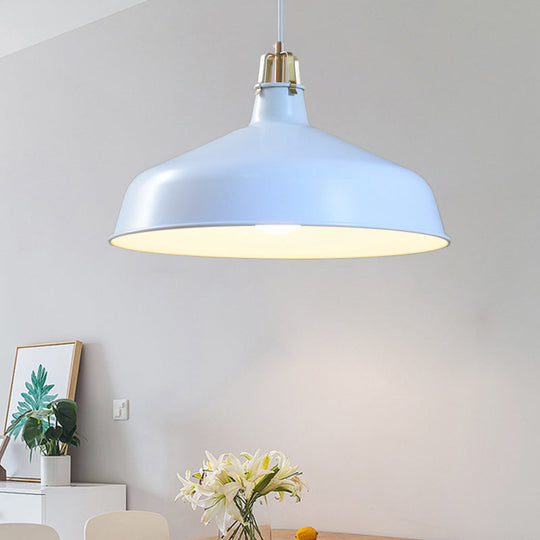 Minimalistic Metallic Dome Pendant Ceiling Light - 8.5/13 Width 1 Head Black/White Shade For Living