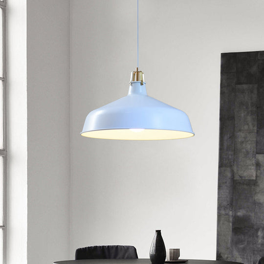 8.5"/13" Minimalistic Dome Pendant Ceiling Light in Black/White - Metallic Finish for Living Room