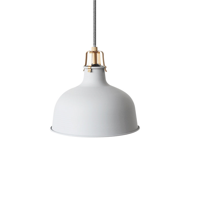 8.5"/13" Minimalistic Dome Pendant Ceiling Light in Black/White - Metallic Finish for Living Room