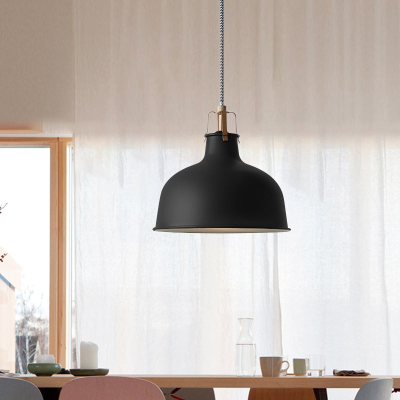 Minimalistic Metallic Dome Pendant Ceiling Light - 8.5/13 Width 1 Head Black/White Shade For Living