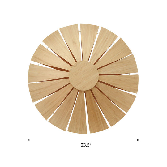 Modern Wood Veneer Wall Sconce Lighting - 19.5/23.5 Diameter Circular Design 1 Light For Living Room