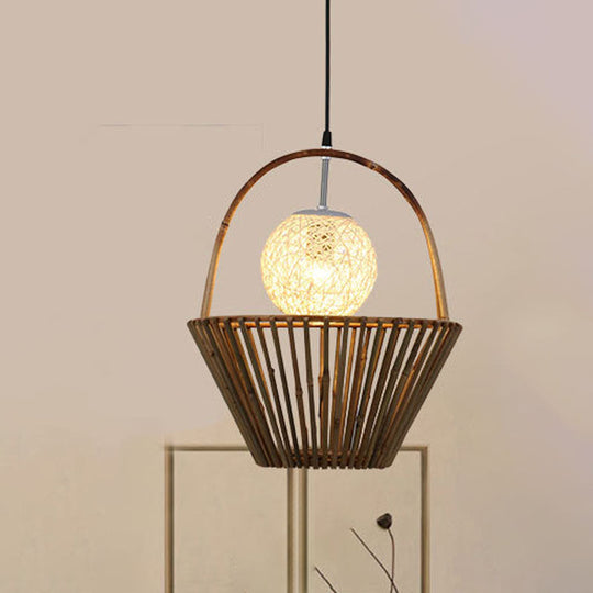 Bamboo Country Basket Ceiling Pendant Light - 1/2 Lights - Brown - Perfect for Restaurants