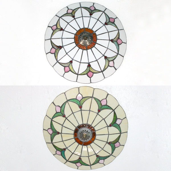 Tiffany Loft Stained Glass Flush Mount Light - Magnolia Flush Ceiling Light in Multi-Colored Shades for Bedroom