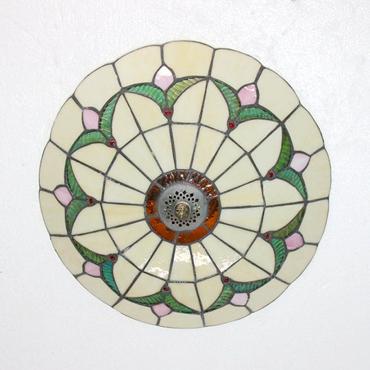 Tiffany Loft Stained Glass Flush Mount Light - Magnolia Flush Ceiling Light in Multi-Colored Shades for Bedroom