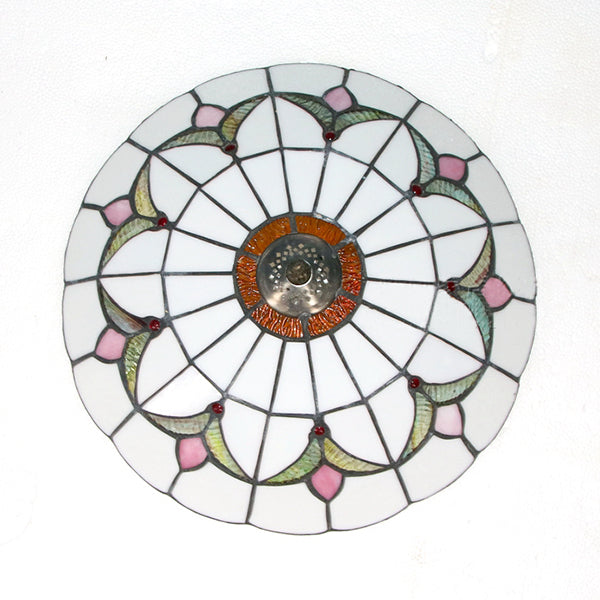 Tiffany Loft Stained Glass Flush Mount Light - Magnolia Flush Ceiling Light in Multi-Colored Shades for Bedroom