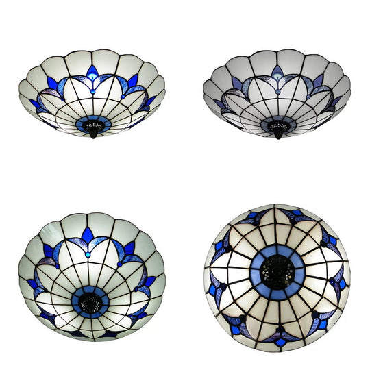 Tiffany Loft Stained Glass Flush Mount Light - Magnolia Flush Ceiling Light in Multi-Colored Shades for Bedroom