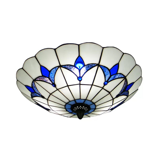 Tiffany Loft Stained Glass Flush Mount Light - Magnolia Flush Ceiling Light in Multi-Colored Shades for Bedroom