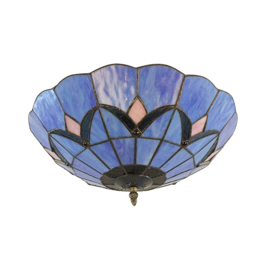 Tiffany Loft Stained Glass Flush Mount Light - Magnolia Flush Ceiling Light in Multi-Colored Shades for Bedroom