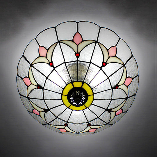 Tiffany Loft Stained Glass Flush Mount Light - Magnolia Ceiling In Multi-Colored Shades For Bedroom