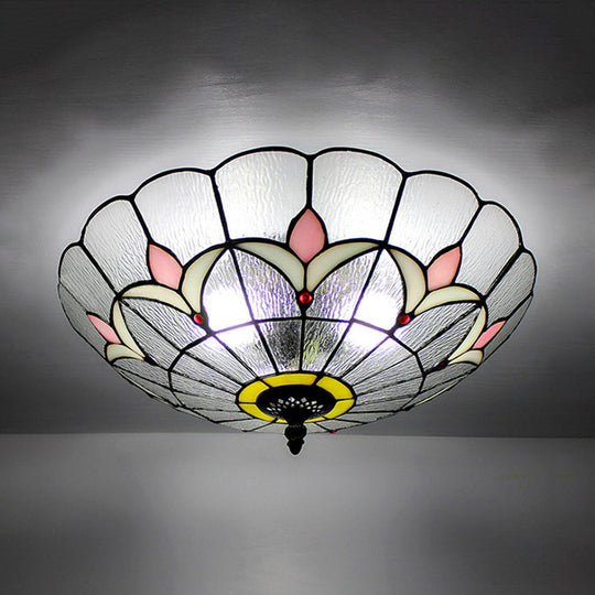 Tiffany Loft Stained Glass Flush Mount Light - Magnolia Flush Ceiling Light in Multi-Colored Shades for Bedroom