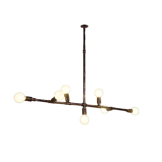 Farmhouse Style Antique Bronze Island Pendant Light - 7/11 Lights Exposed Wrought Iron Hanging