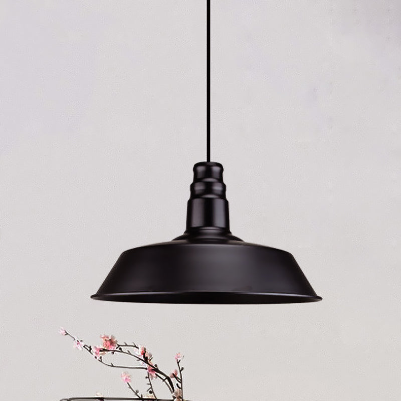 Barn-Inspired Pendant Light Industrial Metal Suspension Black Perfect For Study Room