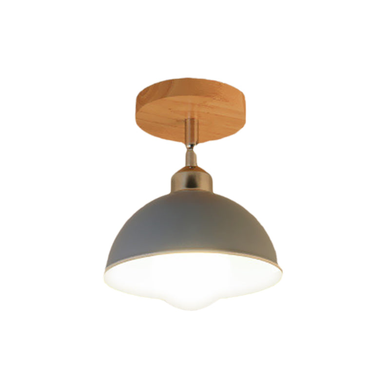 Semi Flush Mount Ceiling Light: 1 Head Rotatable, Metal Macaron Dome Shade, Indoor Pink/Yellow Design