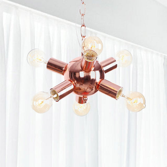 Retro Style Rose Gold Starburst Chandelier with 6/9 Lights - Perfect for Restaurants