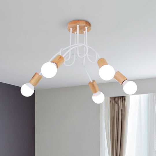 Modern Wood Semi Flush Mount Ceiling Light with Twisted Design for Bedroom