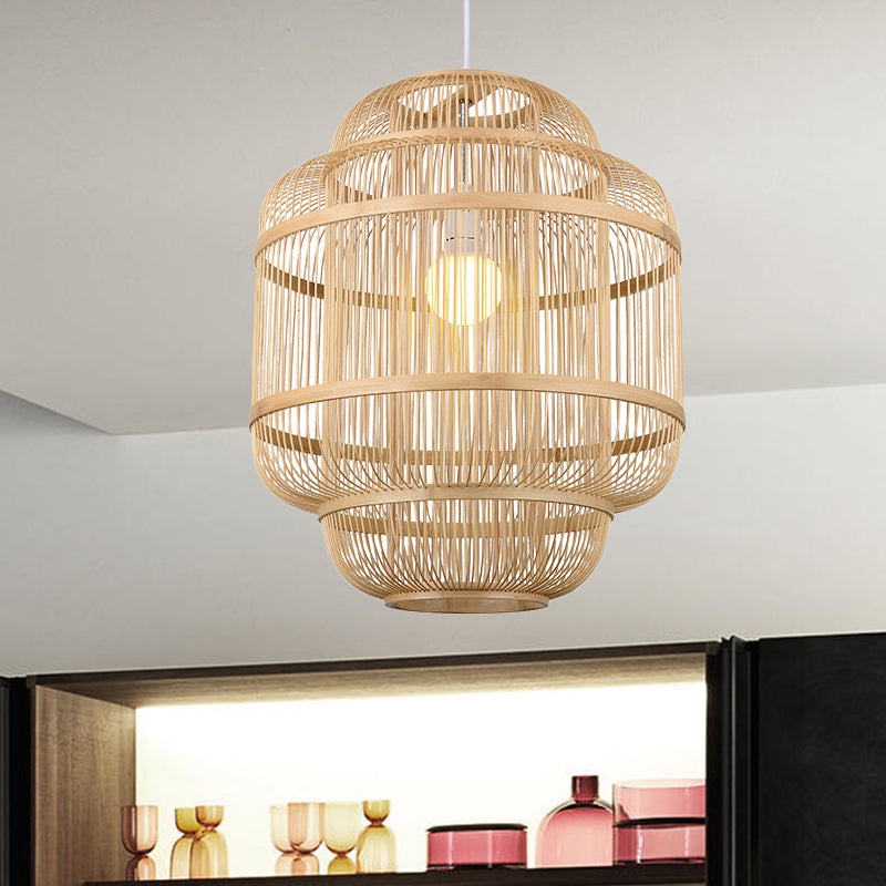 Simple Wood Orb Chandelier In Beige - Perfect For Dining Room Lighting