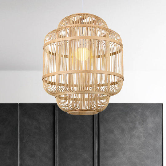 Simple Wood Orb Chandelier In Beige - Perfect For Dining Room Lighting