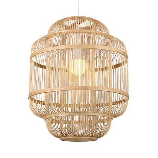 Simple Wood Orb Chandelier In Beige - Perfect For Dining Room Lighting