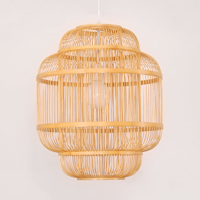 Simple Wood Orb Chandelier In Beige - Perfect For Dining Room Lighting