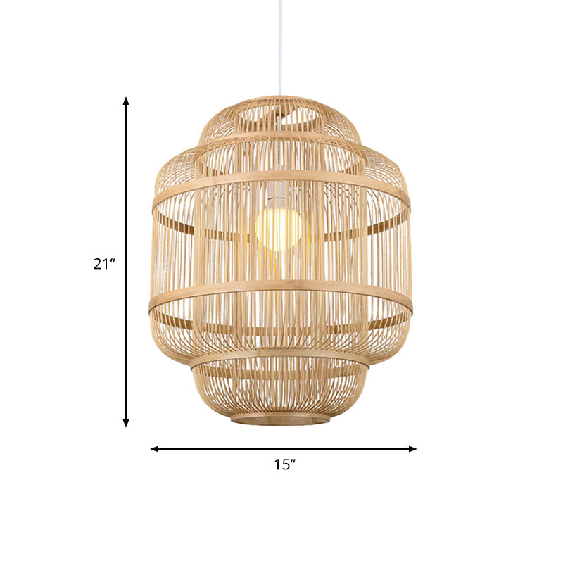 Simple Wood Orb Chandelier In Beige - Perfect For Dining Room Lighting