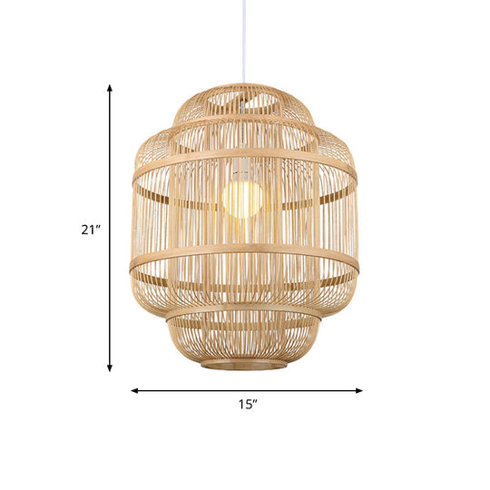 Simple Wood Orb Chandelier In Beige - Perfect For Dining Room Lighting