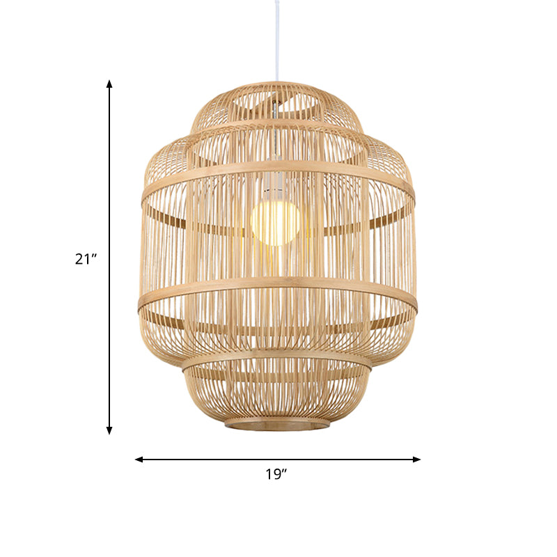 Simple Wood Orb Chandelier In Beige - Perfect For Dining Room Lighting