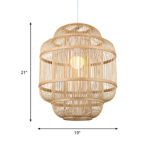 Simple Wood Orb Chandelier In Beige - Perfect For Dining Room Lighting