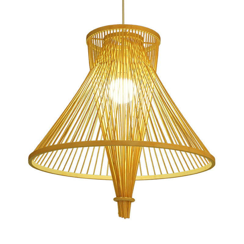 Bamboo Lantern Pendant Light: Simple Style In Beige | Hanging Lamp For Dining Room