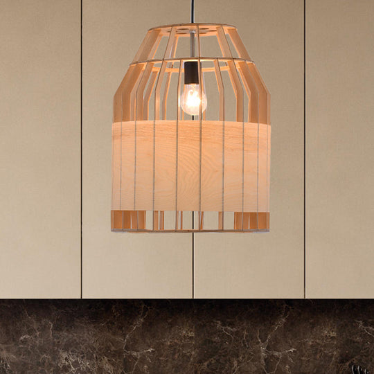 Contemporary Beige Bamboo Pendant Light For Dining Room