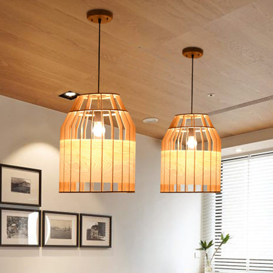 Contemporary Beige Bamboo Pendant Light For Dining Room