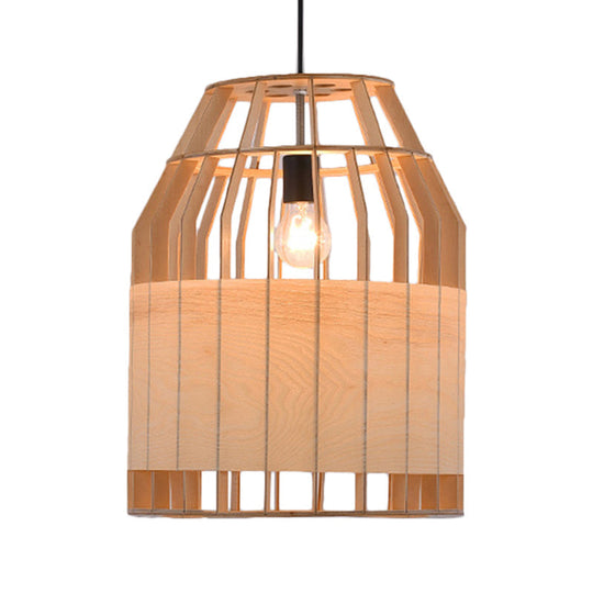 Contemporary Beige Bamboo Pendant Light For Dining Room