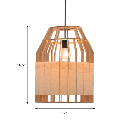 Contemporary Beige Bamboo Pendant Light For Dining Room