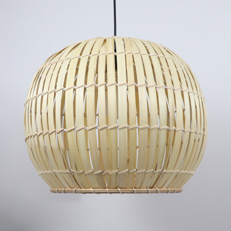 Bamboo Shade Pendant Lamp - Modern 12/16 W Ceiling Lighting For Restaurant With 1 Bulb Beige/Brown