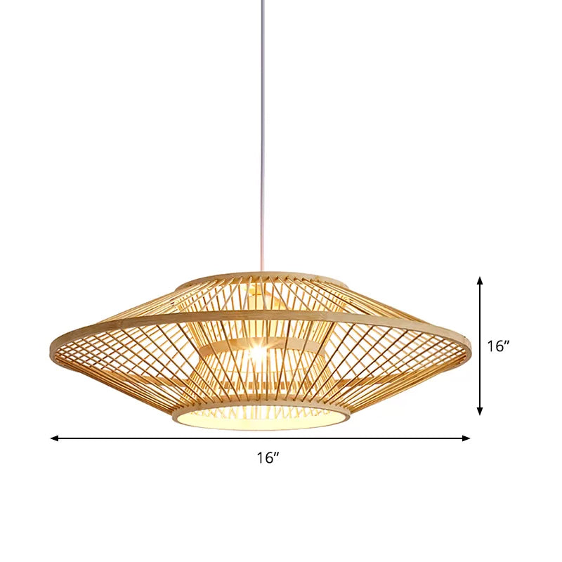 Bamboo Saucer Ceiling Light With 1 Bulb For Teahouse