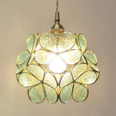 Ruchbah - Tiffany Style Blue/Clear/Pink Glass Pendant Ceiling Light