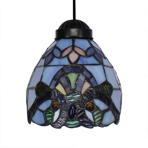 Victorian Stained Glass Hanging Pendant with Domed Design - White, 3 Lights - Ideal for Dining Room