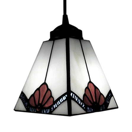 Tiffany-Style Black Glass Pendant Light - Magnolia/Shell Hanging Lamp