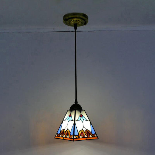 Tiffany-Style Black Glass Pendant Light - Magnolia/Shell Hanging Lamp