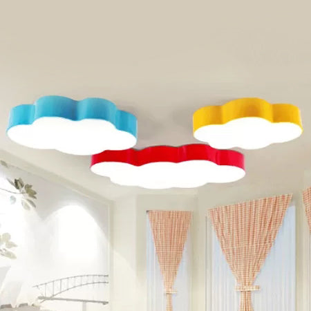 Kids Room Candy Colored Cloud Flush Ceiling Light - Cartoon Acrylic Lamp